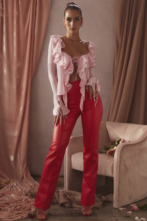 House of CB pantalon en cuir vegan écarlate elenaora N888H940 vêtements