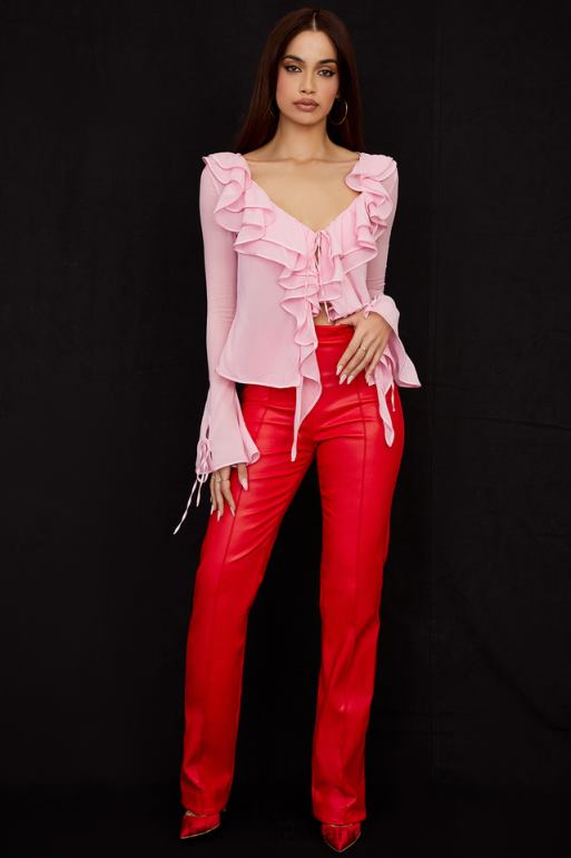 House of CB pantalon en cuir vegan écarlate elenaora N888H940 vêtements