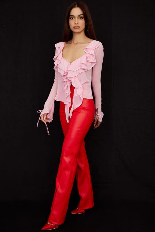 House of CB pantalon en cuir vegan écarlate elenaora N888H940 vêtements