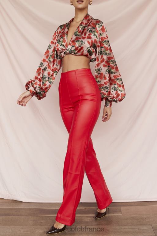 House of CB pantalon en cuir vegan écarlate elenaora N888H940 vêtements