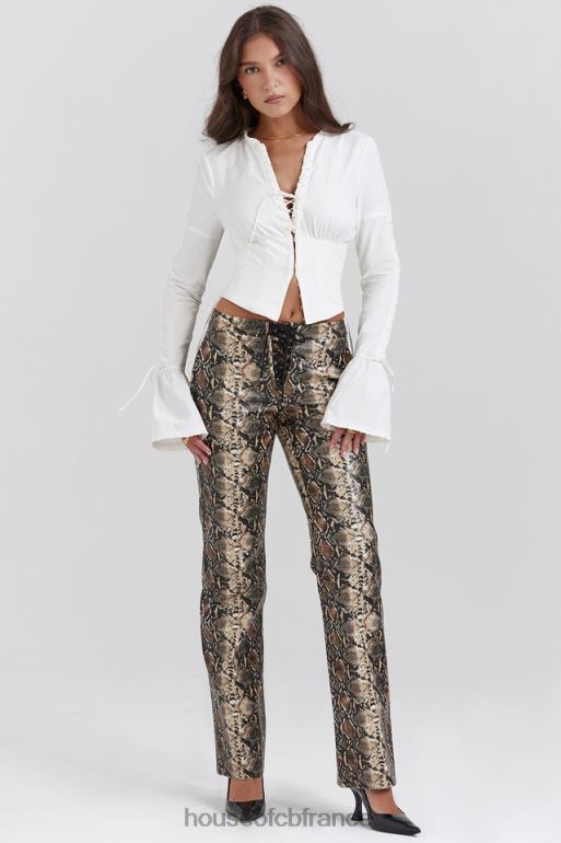 House of CB pantalon en cuir vegan à imprimé serpent serina N888H835 vêtements
