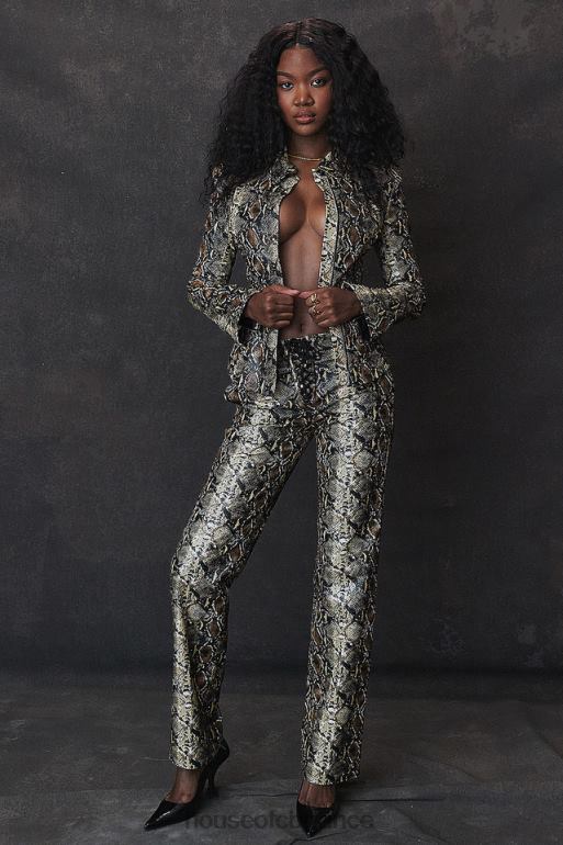 House of CB pantalon en cuir vegan à imprimé serpent serina N888H835 vêtements