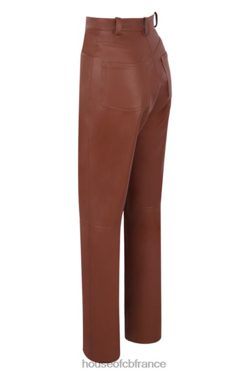 House of CB pantalon en cuir vegan stretch beige inaya N888H1011 vêtements