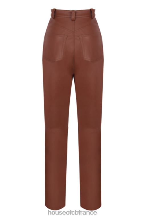 House of CB pantalon en cuir vegan stretch beige inaya N888H1011 vêtements