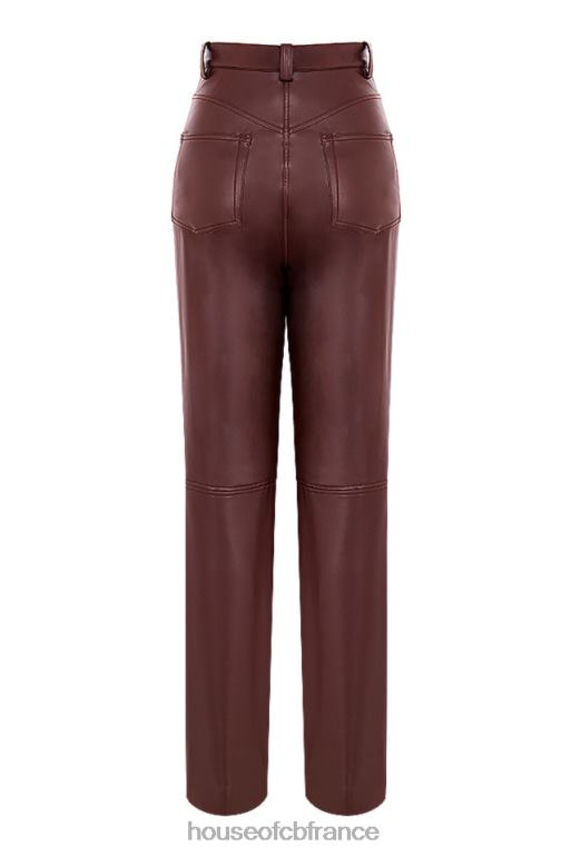 House of CB pantalon en cuir vegan stretch marron foncé inaya N888H979 vêtements