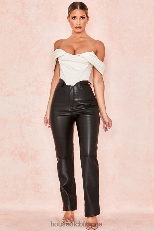 House of CB pantalon en cuir vegan stretch noir inaya N888H1023 vêtements