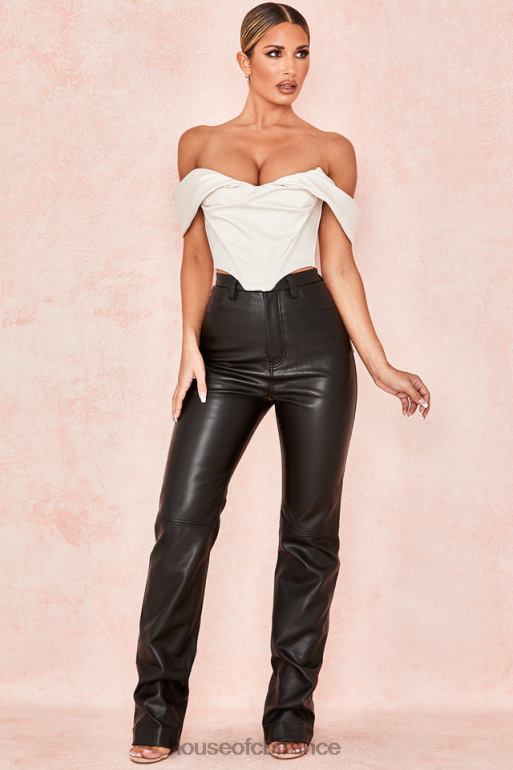 House of CB pantalon en cuir vegan stretch noir inaya N888H1023 vêtements