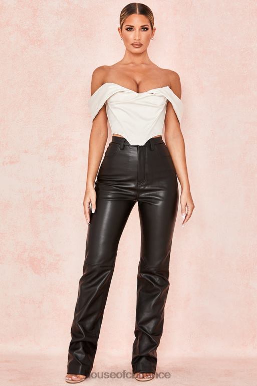 House of CB pantalon en cuir vegan stretch noir inaya N888H1023 vêtements