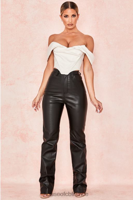House of CB pantalon en cuir vegan stretch noir inaya N888H1023 vêtements