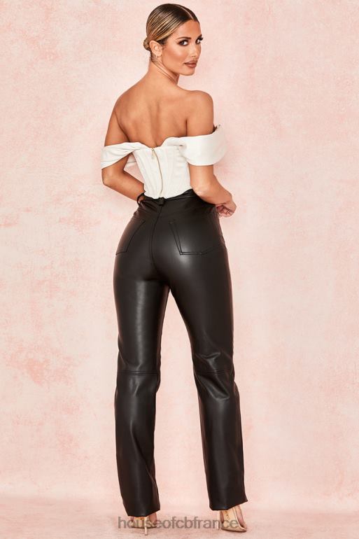 House of CB pantalon en cuir vegan stretch noir inaya N888H1023 vêtements