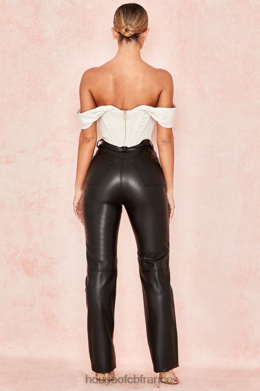 House of CB pantalon en cuir vegan stretch noir inaya N888H1023 vêtements