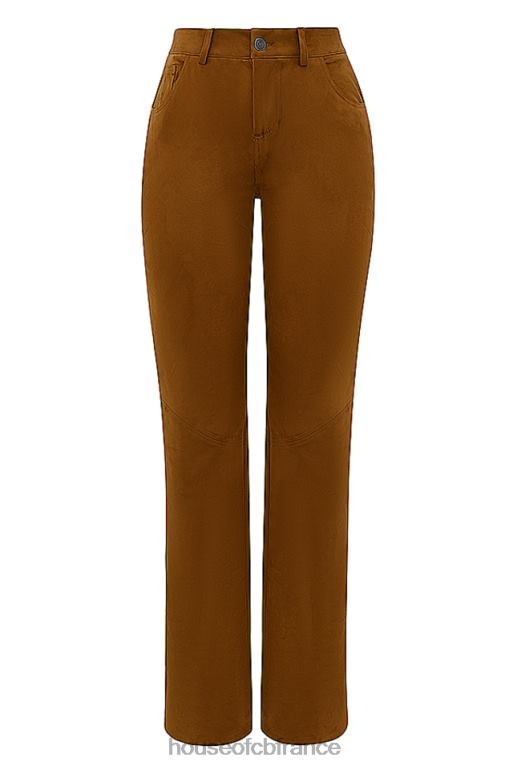 House of CB pantalon en daim vegan marron clair Apollo N888H849 vêtements