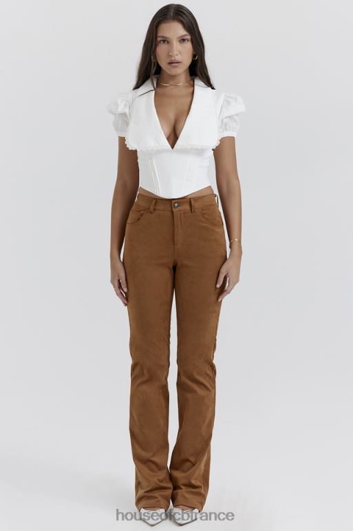 House of CB pantalon en daim vegan marron clair Apollo N888H849 vêtements