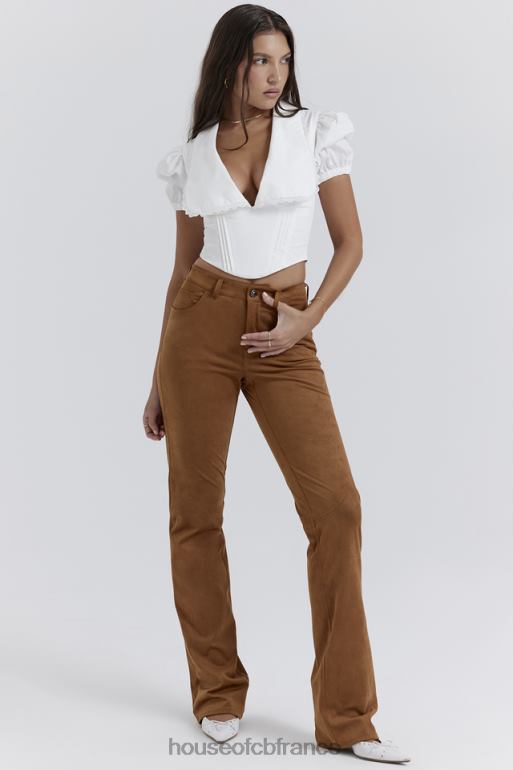 House of CB pantalon en daim vegan marron clair Apollo N888H849 vêtements