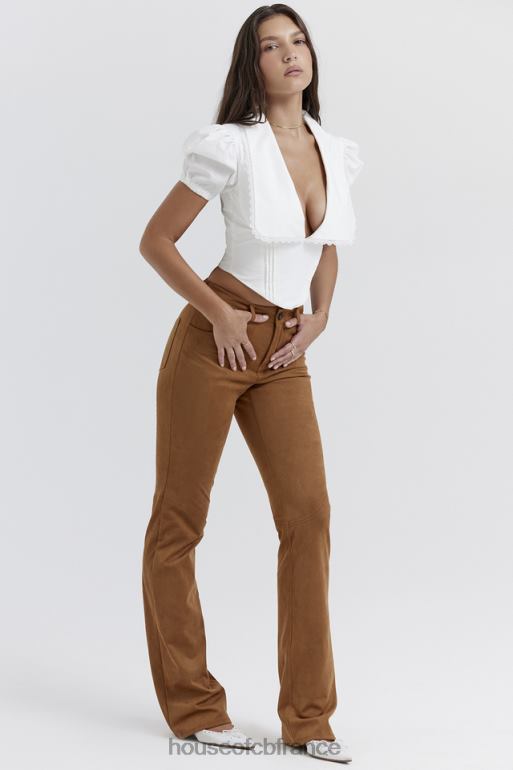 House of CB pantalon en daim vegan marron clair Apollo N888H849 vêtements