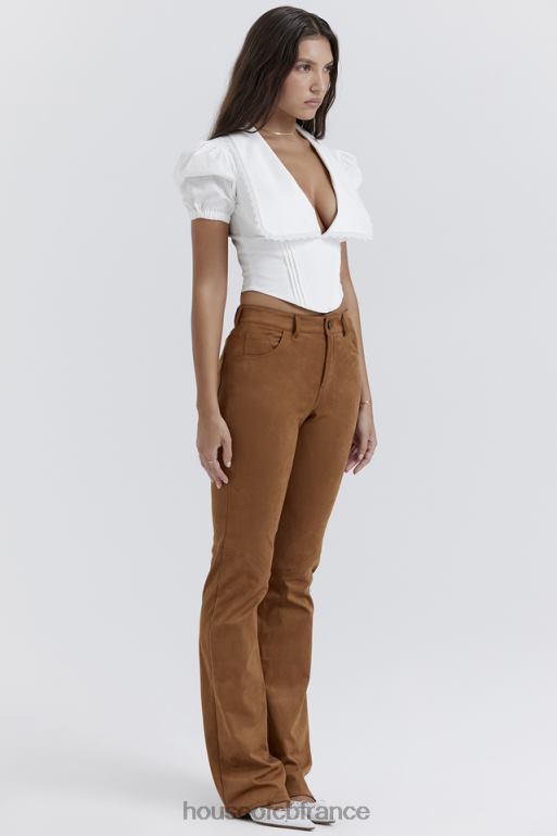 House of CB pantalon en daim vegan marron clair Apollo N888H849 vêtements