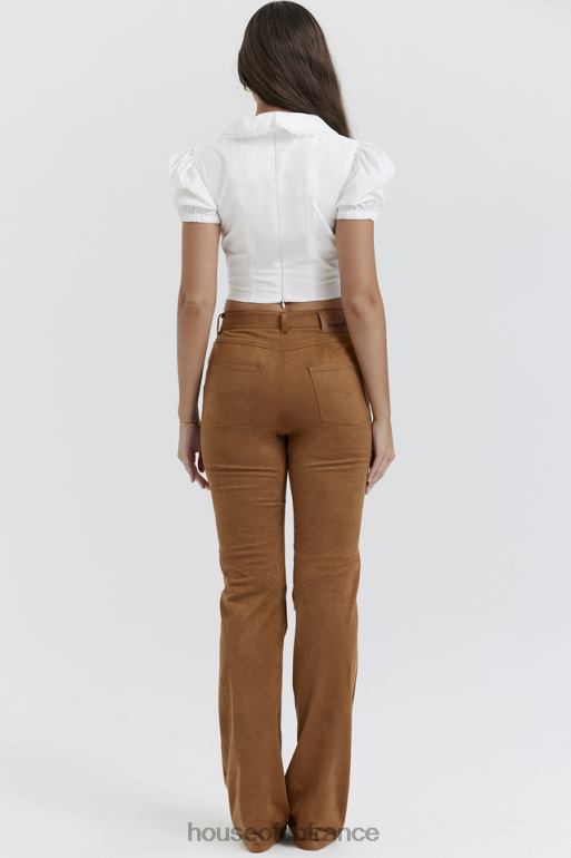 House of CB pantalon en daim vegan marron clair Apollo N888H849 vêtements