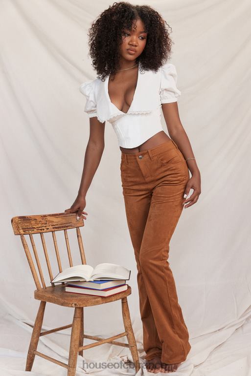 House of CB pantalon en daim vegan marron clair Apollo N888H849 vêtements