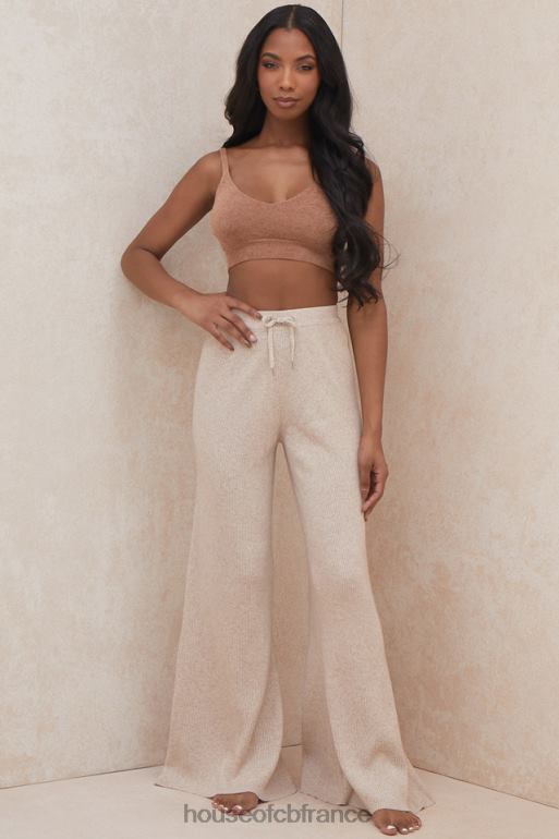 House of CB pantalon en maille côtelée luda taupe N888H981 vêtements