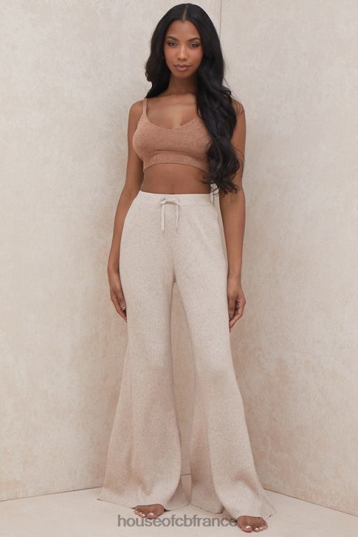 House of CB pantalon en maille côtelée luda taupe N888H981 vêtements