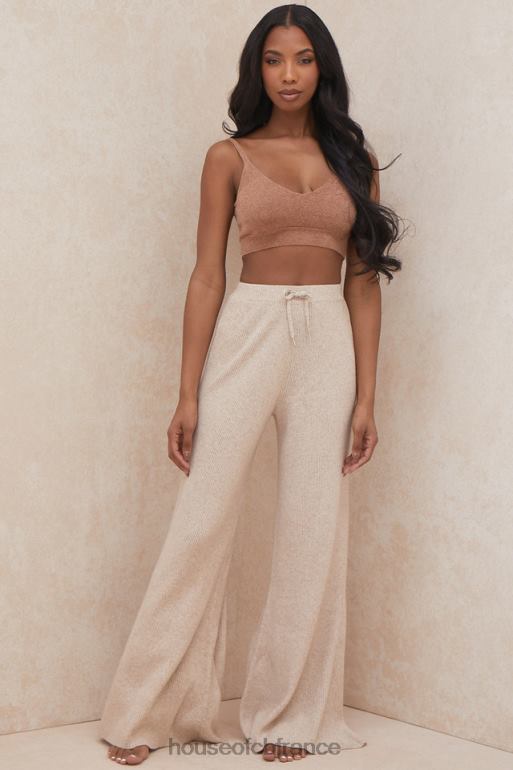 House of CB pantalon en maille côtelée luda taupe N888H981 vêtements