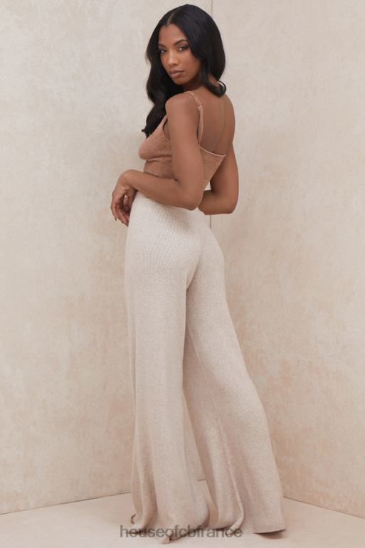 House of CB pantalon en maille côtelée luda taupe N888H981 vêtements