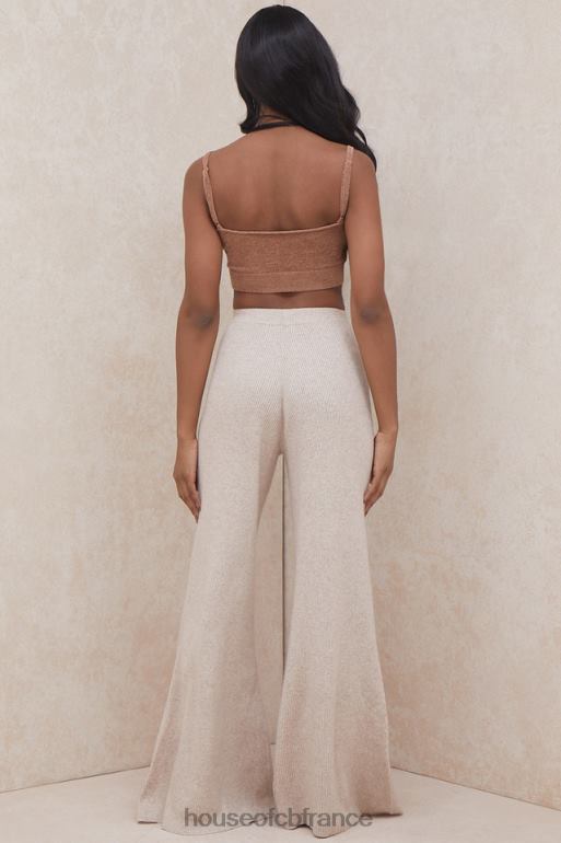House of CB pantalon en maille côtelée luda taupe N888H981 vêtements