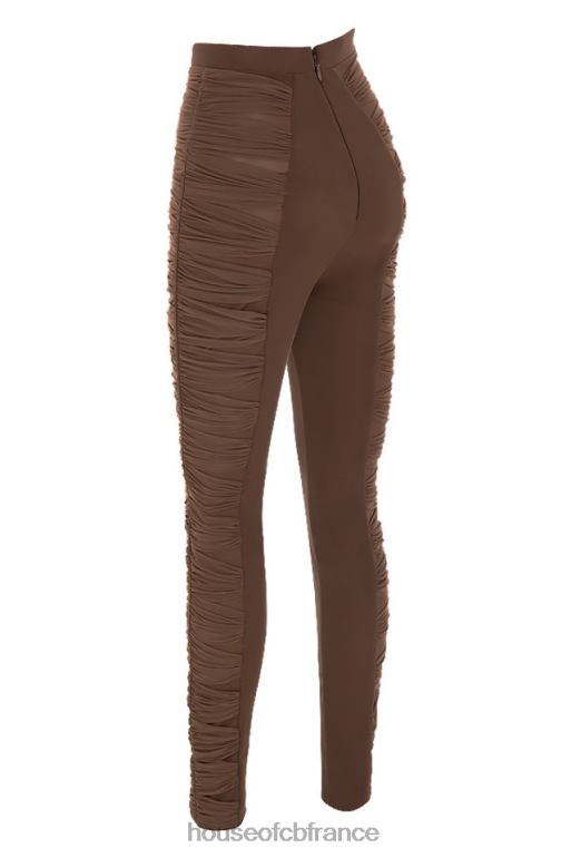 House of CB pantalon en résille superposé chocolat isolde N888H971 vêtements