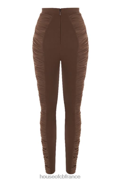 House of CB pantalon en résille superposé chocolat isolde N888H971 vêtements