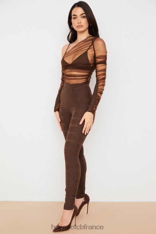 House of CB pantalon en résille superposé chocolat isolde N888H971 vêtements