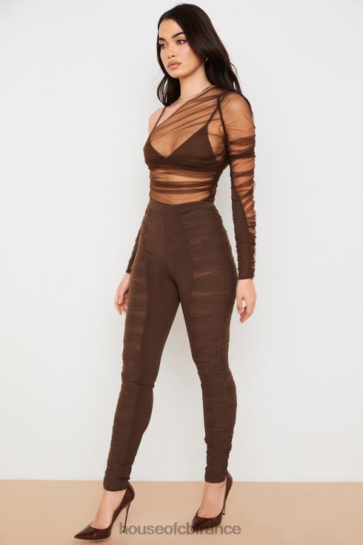 House of CB pantalon en résille superposé chocolat isolde N888H971 vêtements