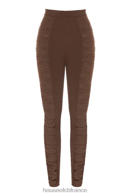 House of CB pantalon en résille superposé chocolat isolde N888H971 vêtements