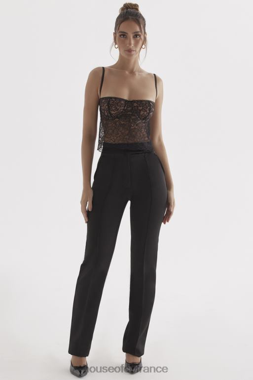 House of CB pantalon en satin noir tanaisie N888H870 vêtements