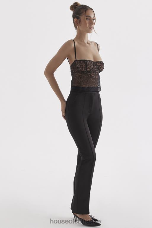 House of CB pantalon en satin noir tanaisie N888H870 vêtements