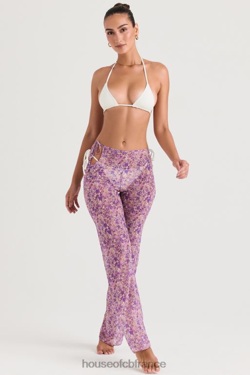 House of CB pantalon à fleurs violet Keala N888H929 vêtements