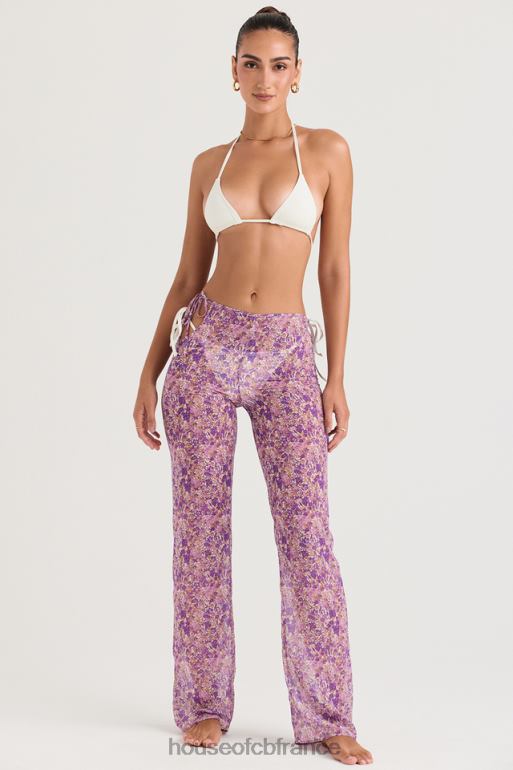 House of CB pantalon à fleurs violet Keala N888H929 vêtements