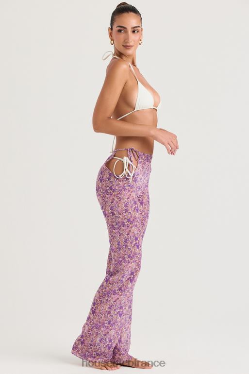 House of CB pantalon à fleurs violet Keala N888H929 vêtements