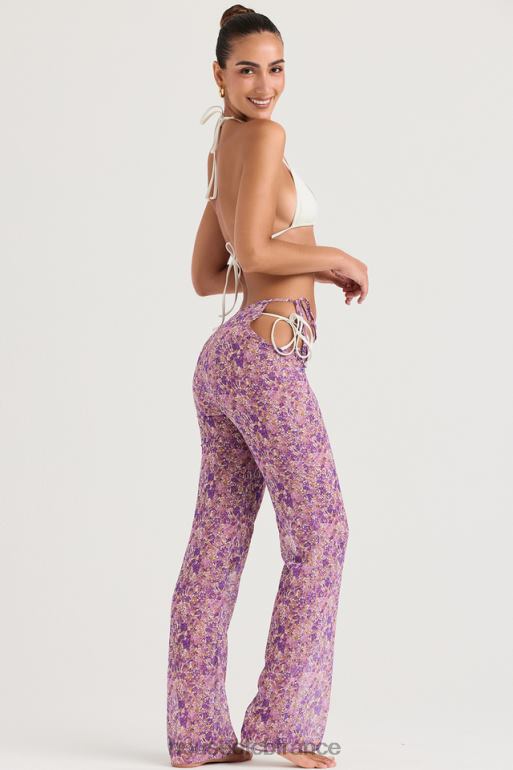 House of CB pantalon à fleurs violet Keala N888H929 vêtements