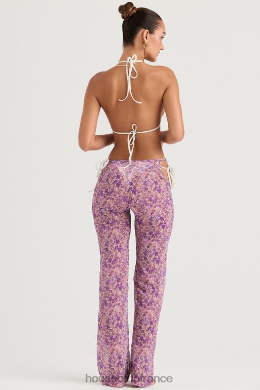 House of CB pantalon à fleurs violet Keala N888H929 vêtements