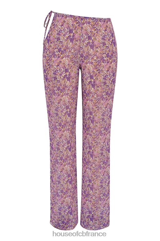 House of CB pantalon à fleurs violet Keala N888H929 vêtements