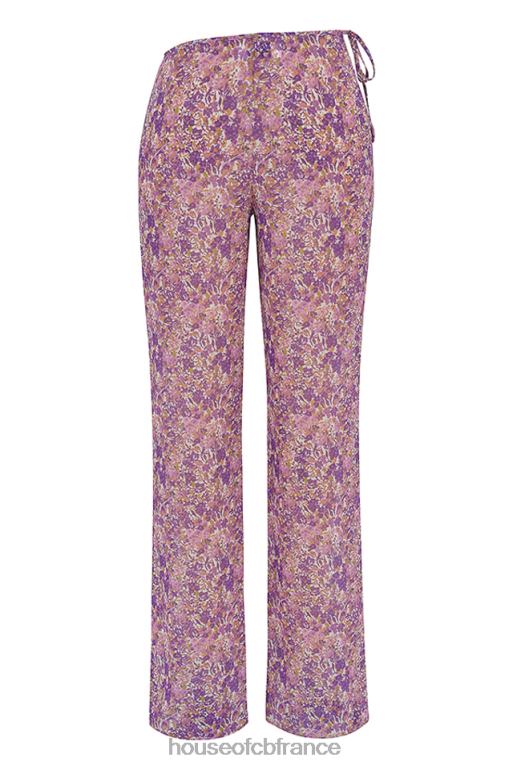 House of CB pantalon à fleurs violet Keala N888H929 vêtements