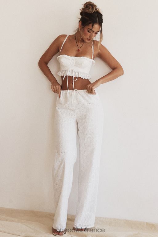 House of CB pantalon frankie en broderie anglaise blanche N888H859 vêtements