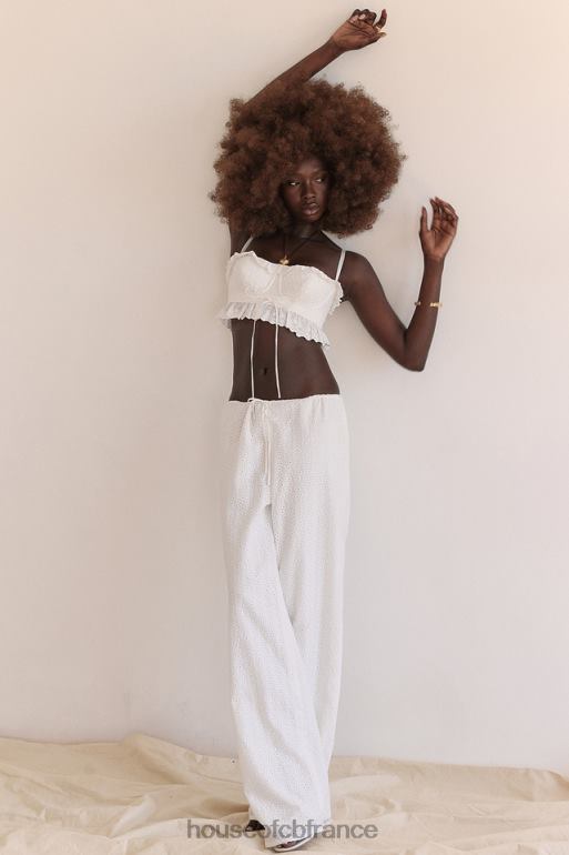 House of CB pantalon frankie en broderie anglaise blanche N888H859 vêtements