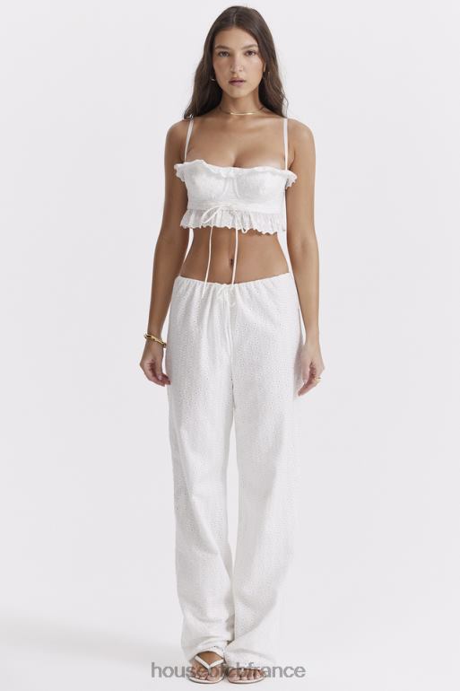House of CB pantalon frankie en broderie anglaise blanche N888H859 vêtements