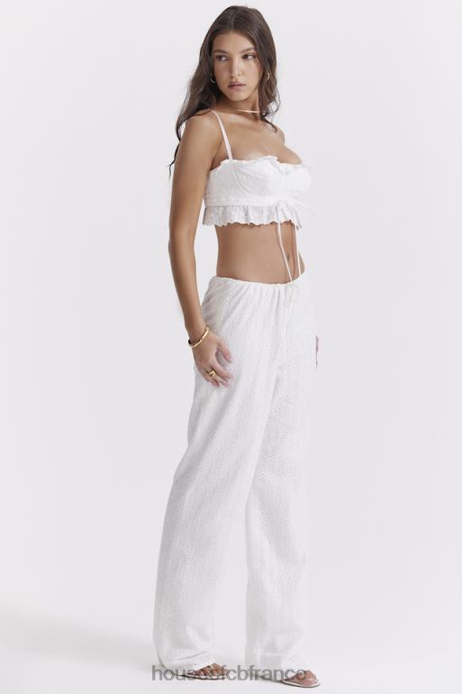 House of CB pantalon frankie en broderie anglaise blanche N888H859 vêtements