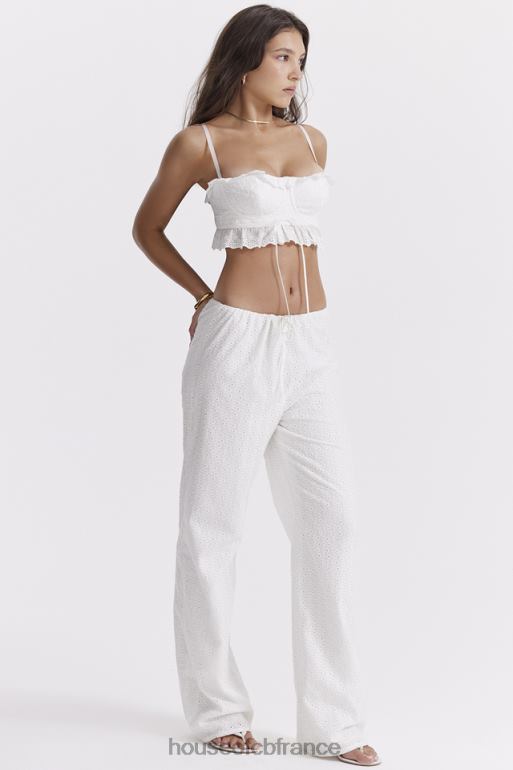 House of CB pantalon frankie en broderie anglaise blanche N888H859 vêtements