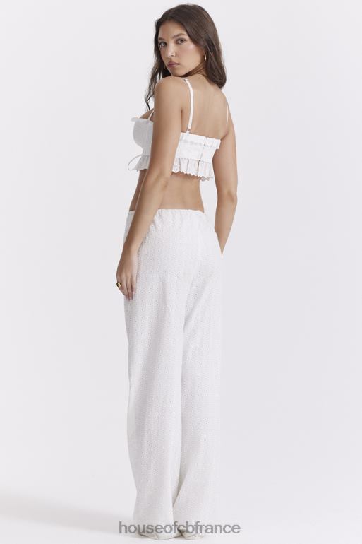 House of CB pantalon frankie en broderie anglaise blanche N888H859 vêtements
