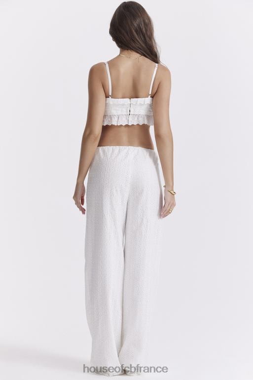 House of CB pantalon frankie en broderie anglaise blanche N888H859 vêtements