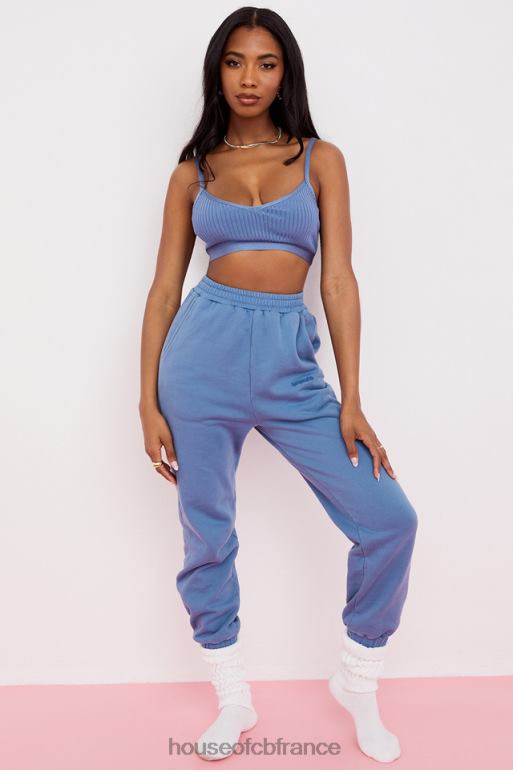 House of CB pantalon jogging dos polaire ciel azur N888H977 vêtements