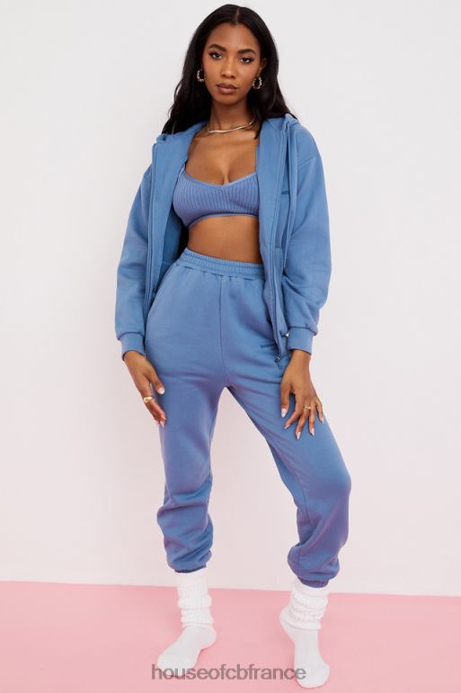 House of CB pantalon jogging dos polaire ciel azur N888H977 vêtements